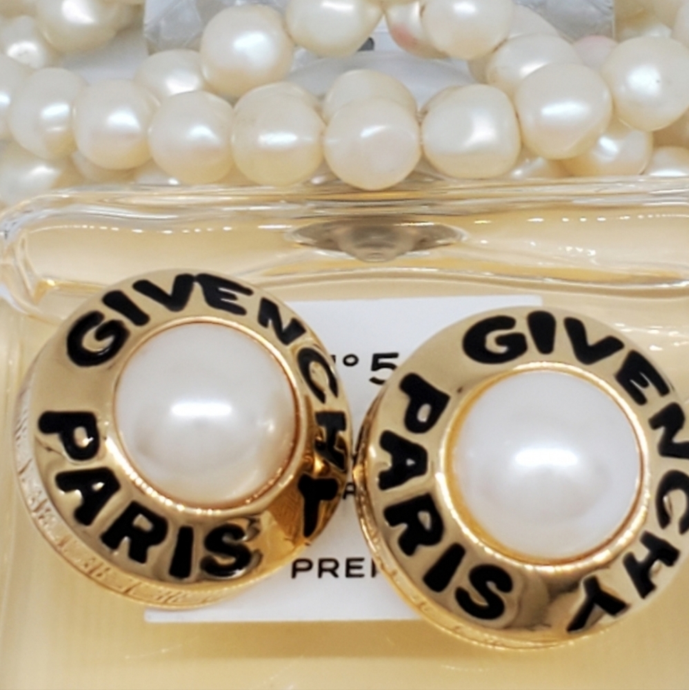 Vintage Rare Givenchy Logo Signed Earrings